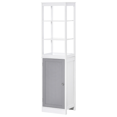 kleankin Bathroom Storage Cabinet Thin Storage Organizer with Door and Shelves