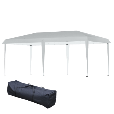 Outsunny Pop Up Gazebo, Double Roof Foldable Canopy Tent, Wedding Awning Canopy w/ Carrying Bag, 6 m x 3 m x 2.5 m, Grey