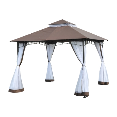 Outsunny 3x3m Gazebo W/Netting-Brown