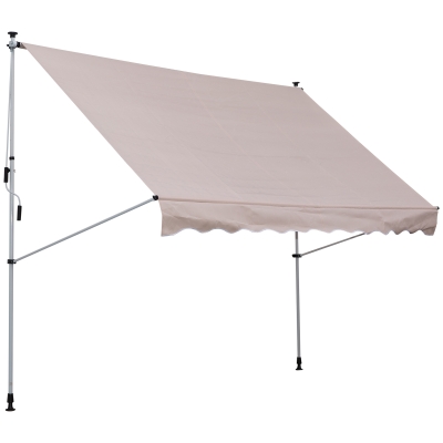 Outsunny Markise Klemmmarkise Sonnenschutz Faltarm Handkurbel Balkon Alu Beige 3x1,5m