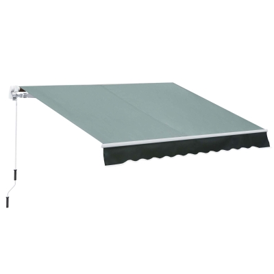 Outsunny Manual Retractable Awning, 2.5x2 m-Dark Green