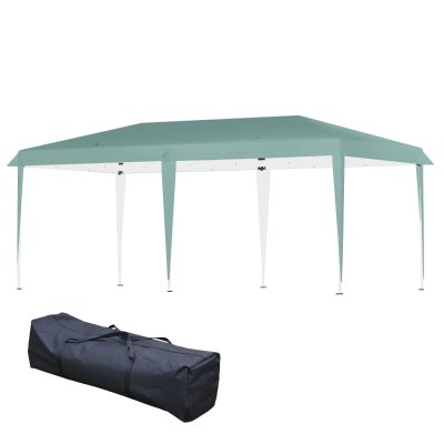 Outsunny Pop Up Gazebo, Double Roof Foldable Canopy Tent, Wedding Awning Canopy w/ Carrying Bag, 6 m x 3 m x 2.5 m, Green