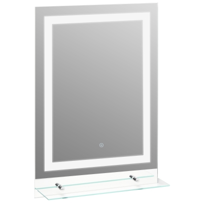 kleankin Glass Illuminated LED Edge Tall Bathroom Mirror - 70x50cm