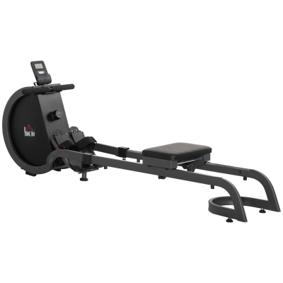 HOMCOM Rowing Machine with 16 Level Adjustable Resistances Magnetic Foldable Rower with 2 Aluminium Slide Rails, Digital Monitor, for Home Use, Gym, Office