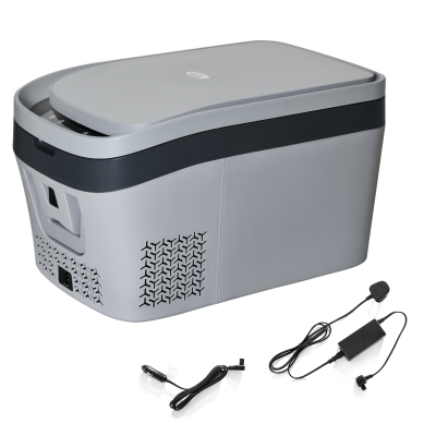 HOMCOM Nevera y Congelador Compresor 24L Portátil 12V/24V CC de 20℃ a -18℃ con Pantalla LED Táctil y Luz Refrigerador de Coche o Doméstico para Camping Viajes 58x36,4x34,5 cm Gris