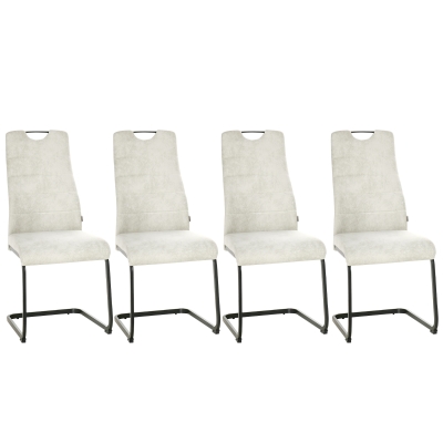 HOMCOM Essgruppe aus 4 Stühlen mit hoher Rückenlehne, Beige, Polyester+Stahl, je Stuhl 44 x 58 x 99 cm