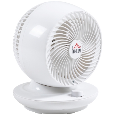 HOMCOM Tischventilator Umluftventilator 90° Kippfunktion 70° Oxidation 90° Schwenkbar Ventilator Lüfter 3 Geschwindigkeitsstufen ABS Kunststoff l Ø27 x 34H cm