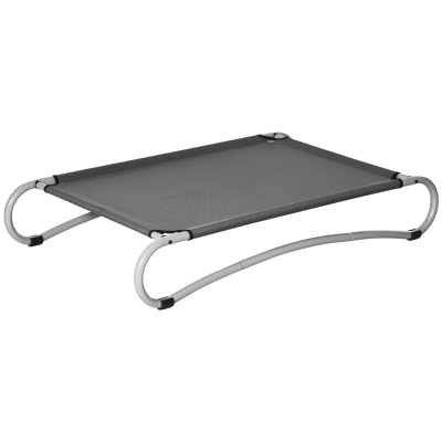 PawHut Cama Elevada para Perros Pequeños Medianos Cama para Mascotas con Tela de Malla Transpirable Marco Curvo de Acero para Interior Exterior 110x65x20 cm Gris