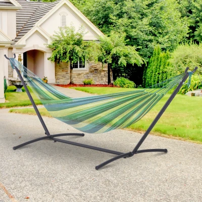 Outsunny Hangmatframe hangmatstandaard metaal 280 x 120 x 110 cm tot 120 kg met haken