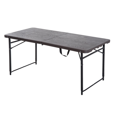Outsunny 4FT Portable Metal Picnic Table, 22Lx61Wx53/71.5H cm-Black/Brown