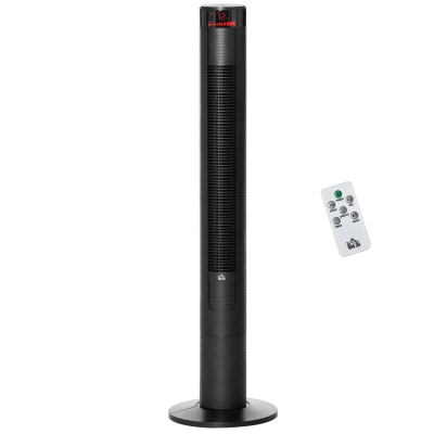 HOMCOM Ventilatore a Colonna con 3 Velocità e 4 Modalità, Timer di 12h, Pannello LED e Telecomando, Nero