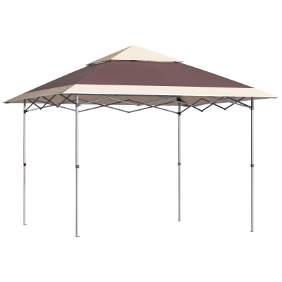 Outsunny Faltpavillon Pop-Up-Zelt Gartenpavillon Rollentasche Oxford-Gewebe 3,6 x 3,6 m Dunkelbraun + khaki