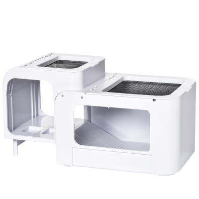 PawHut Terrario per Tartarughe d'Acqua con 2 Piattaforme Apribili Tartarughiera Vasca per Tartarughe - Bianco