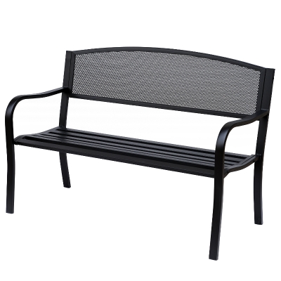 Outsunny Gartenbank für 2 Personen Stahl Schwarz 127 x 60 x 87cm