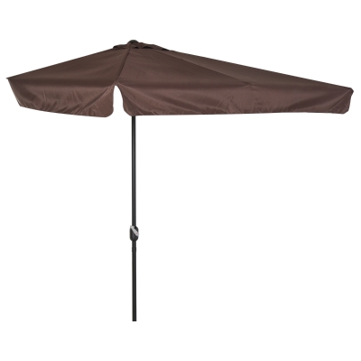 Outsunny Ombrellone Semicircolare da Terrazza e Giardino con Manovella, 230x130x249cm, Crema