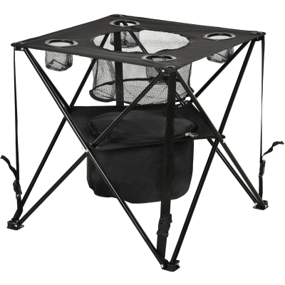 Outsunny Folding Camping Table Portable Picnic Table w/ Built-in Cooler & Carry Bag