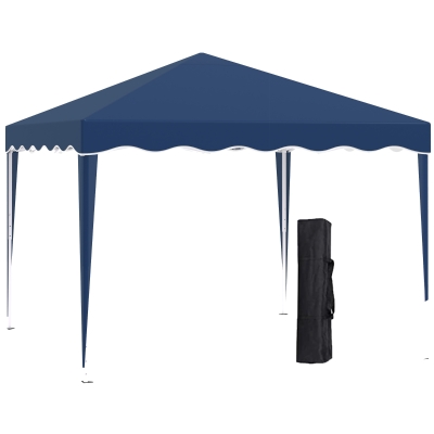 Outsunny Pavillon, Faltbar, Höhenverstellbar, Blau, 2,95 x 2,95 x 2,60 m