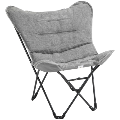 Outsunny Klappbarer Campingstuhl mit Stahlrahmen, Hellgrau, 88 x 74 x 84 cm
