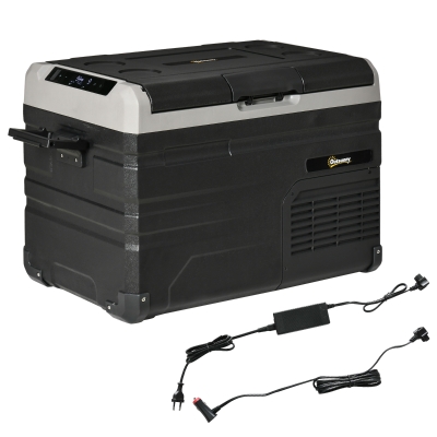 Outsunny Nevera y Congelador de Compresor Portátil 35L Refrigerador de Coche CC 12V/24V hasta -20℃ con Pantalla LED Táctil y 2 Asas Laterales 60x40x44 cm Negro