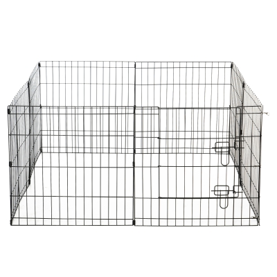 PawHut Recinto per Cani Gatti Cuccioli Roditori Recinzione Rete Gabbia 8 Pezzi 61 x 61cm Nero