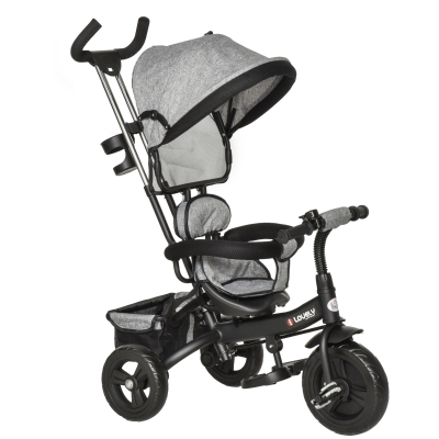 Homcom Triciclo Passeggino 2 in 1 Pieghevole per Bambini 18+ mesi con Maniglione