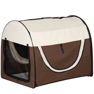 PawHut Hundebox faltbare Hundetransportbox Transportbox für Tier 2 Farben 5 Größen (XXL (97x71x76 cm), kaffeebraun-creme)