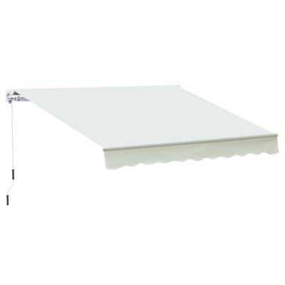 Outsunny Toldo para Patio Balcón Terraza y Jardín con brazo articulado de Aluminio y tela de Poliéster de 280g/m2 395x245 cm (Blanco)