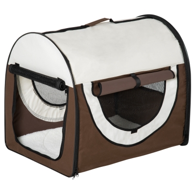 PawHut Hundebox faltbare Hundetransportbox Transportbox für Tier 2 Farben 5 Größen (L (70x51x59 cm), kaffeebraun-creme)