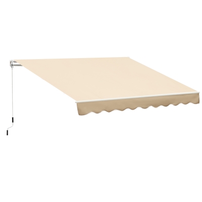 Outsunny Toldo Manual Retráctil Plegable con Manivela 295x245 cm Toldo Enrollable Aluminio Protección Solar para Ventanas Puertas Balcón Terraza Exterior Beige