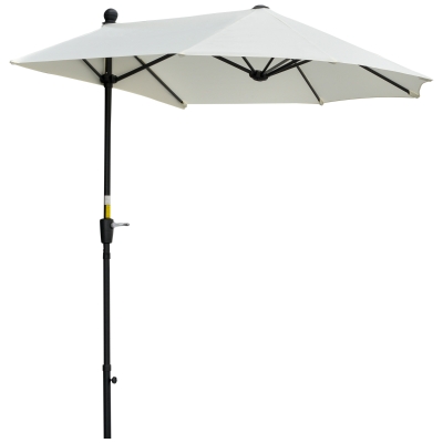 Outsunny Sombrilla de Pared de Jardín 200x190x240 cm Parasol con Manivela Poste de Acero y Base Cruzada Protección Solar para Terraza Balcón Exterior Crema