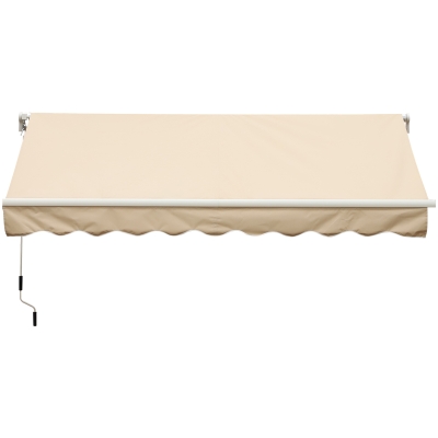 Outsunny Toldo para Patio Balcón Terraza y Jardín de 400x250cm con brazo articulado de Aluminio y tela de Poliéster de 280g/m² Color Beige Oscuro
