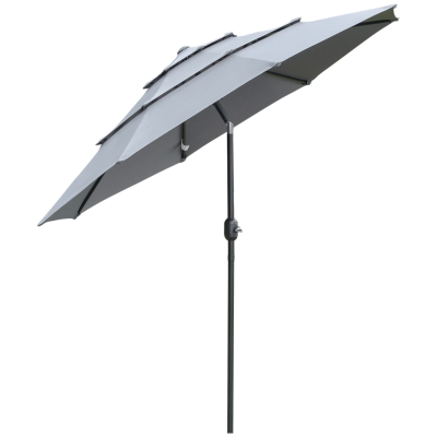 Outsunny Neigbarer Terrassenschirm, Stahl, Schwarz+Dunkelgrau, Φ2,65 x 2,35 m