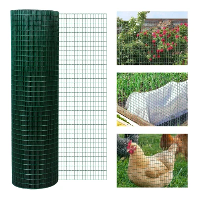 PawHut woelmuisgaas volièregaas konijnengaas hek van gaas beschermend gaas flexibel PVC donkergroen 0,9 h x 30 h m