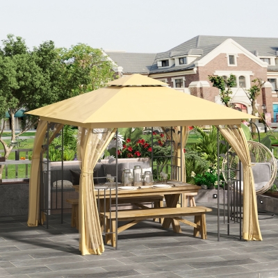 Outsunny, pavilion de gradina de lux, 3x3 m, galben