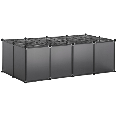 PawHut Pet Playpen with Door, Guinea Pigs Metal Mesh Cage with Mallet, Grey