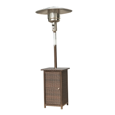 Outsunny Heizstrahler Terrassenstrahler Rattan Heizpilz Gartenheizung Standheizstrahler Ablage Ø81 x H217,9 cm
