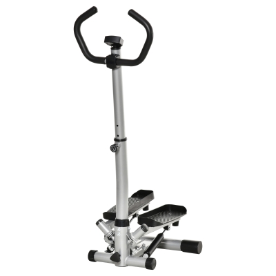 HOMCOM Stepper mit Handgriff und LCD-Bildschirm einstellbare Geschwindigkeit Schwarz+Silber 55 x 53 x 118-128 cm