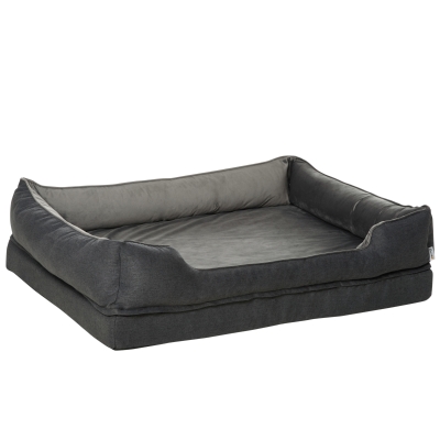 PawHut huisdier bed hondenmat hondenkussen hondenmatras hoes afneembaar wasbaar hondenbed huisdier bed hondenbank huisdier bed voor kleine honden katten traagschuim grijs 110 x 85 x 28 cm