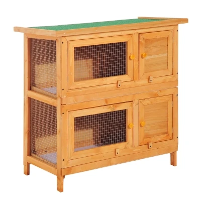 PawHut cusca de exterior pentru iepuri, lemn brad 90x45x90cm