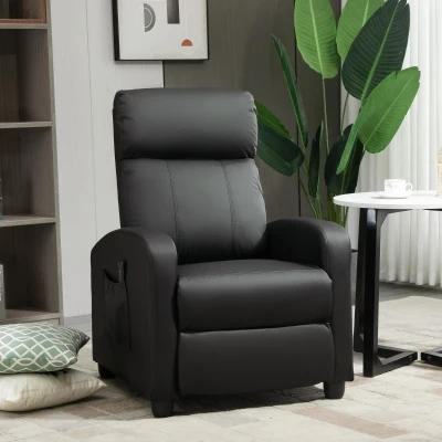 HOMCOM massagestoel relaxstoel TV-stoel massagefunctie ligfunctie rugleuning met rugleuning 2-punts massage kunstleer schuim PP kunststof zwart 68 x 88 x 98 cm