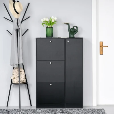Mobilier pentru pantofi cu ușă 80x24x120cm Negru