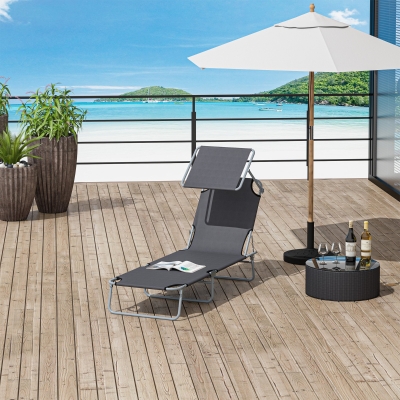 Outsunny, scaun cu parasolar, 187x58x50 cm, gri