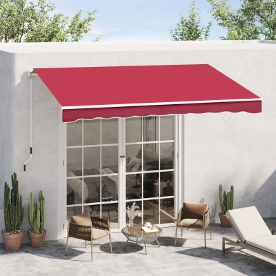 Outsunny perdea tip rulou impermeabil, 3x2.5m, bordeaux