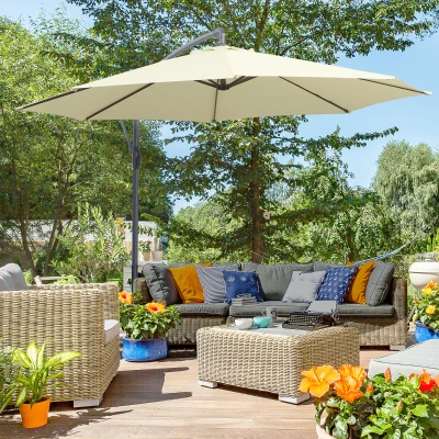 Umbrelă de Soare Excentrică, 3x2,5 m, Bej
