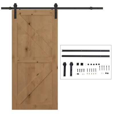 HOMCOM Herraje Puerta Corredera 200 cm Kit de Riel Adecuado para 1 Puerta Granja de Madera de 100 cm de Ancho Acero de Carbono Carga Máx. 90 kg