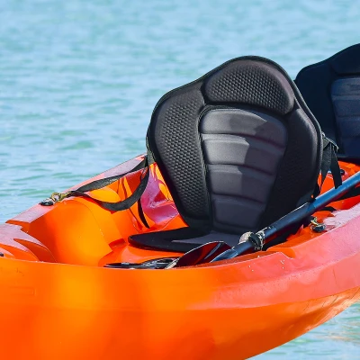 HOMCOM Kayak Seat Top Padded Backrest Canoe Rafting Sports High Back With 4 Attachment Straps, Black