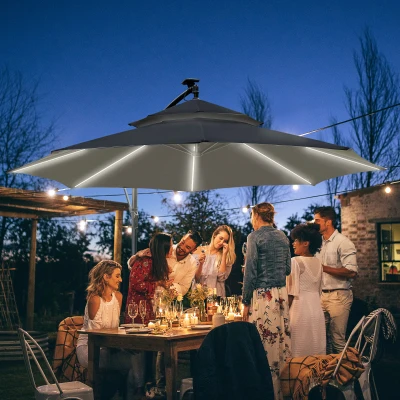 Outsunny Cantilever Parasol with LED Black 3m