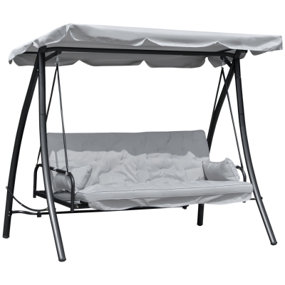 Outsunny Hollywoodschaukel mit Liegefunktion Metall+Polyester Grau 2,09 x 1,14 x 1,70 m