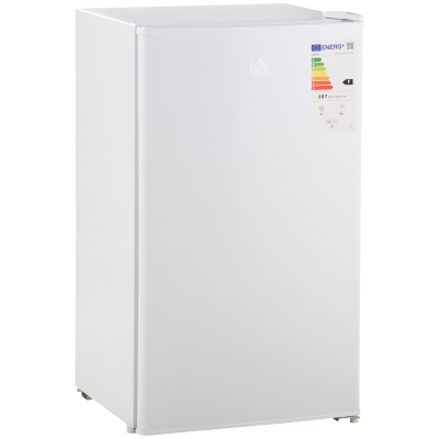 HOMCOM Mini Refrigerador 91L de Capacidad Nevera Eléctrica Pequeña con Estante Ajustable Compartimento Congelador y Puerta Reversible Silencioso 41dB 47,5x44.2x84 cm Blanco