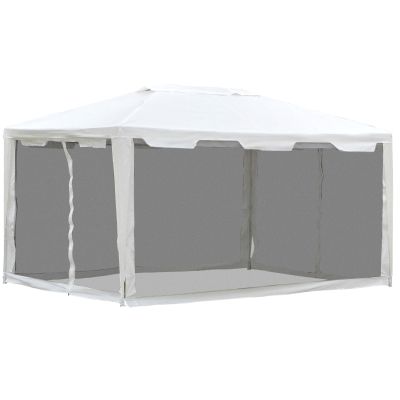 Outsunny Gartenpavillon Pavillon 395 cm x 295 cm x 255 cm Wetterbeständig Weiß+Schwarz